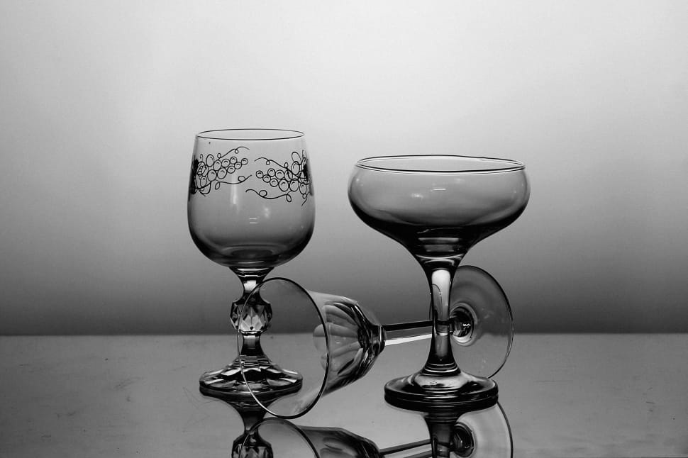 3 black translucent wine glasses preview