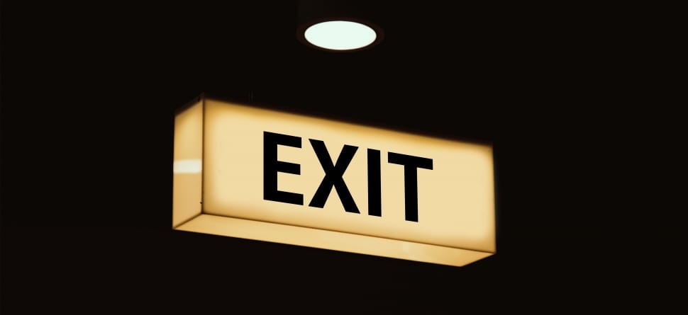 exit white and black rectangle ceiling sign preview