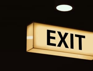 exit white and black rectangle ceiling sign thumbnail