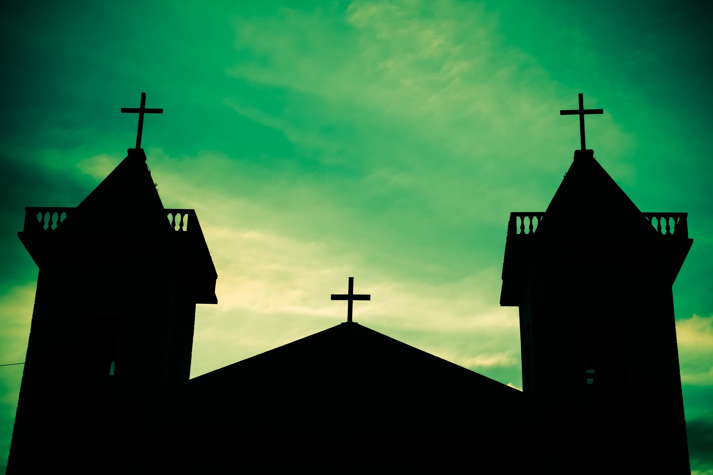 silhouette of church