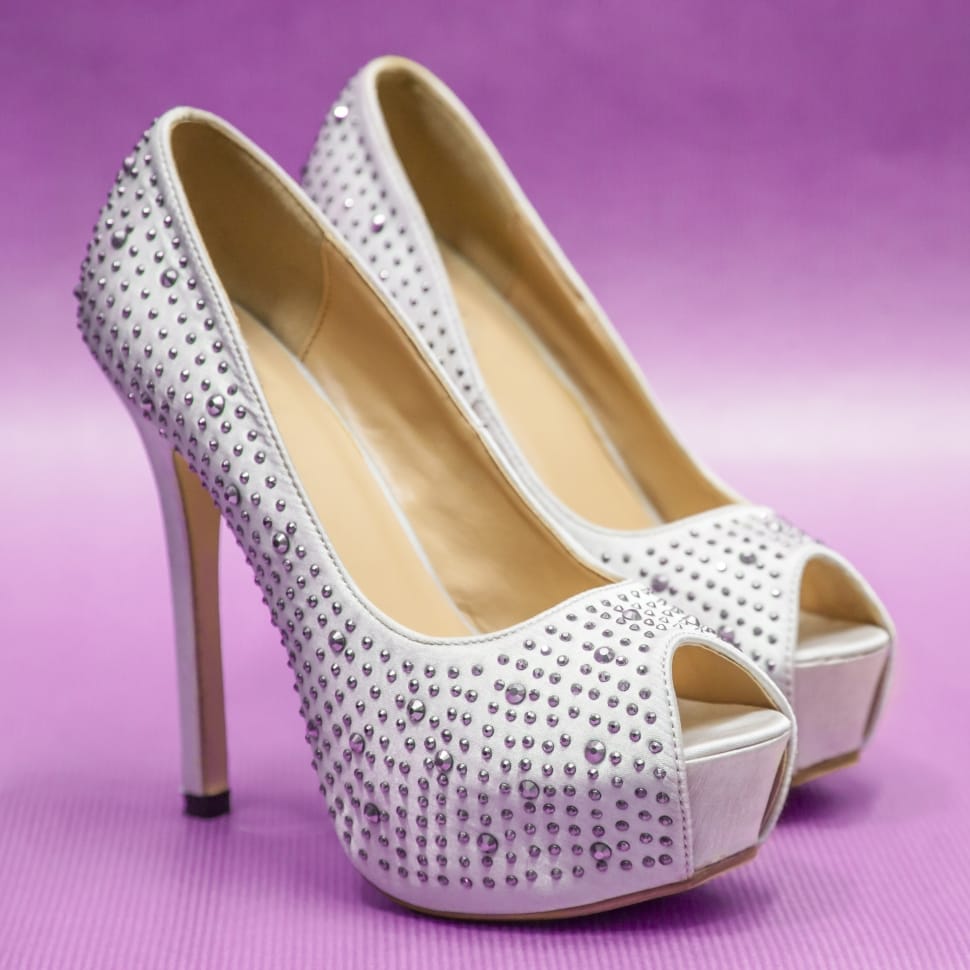 white stud open-toe pumps preview