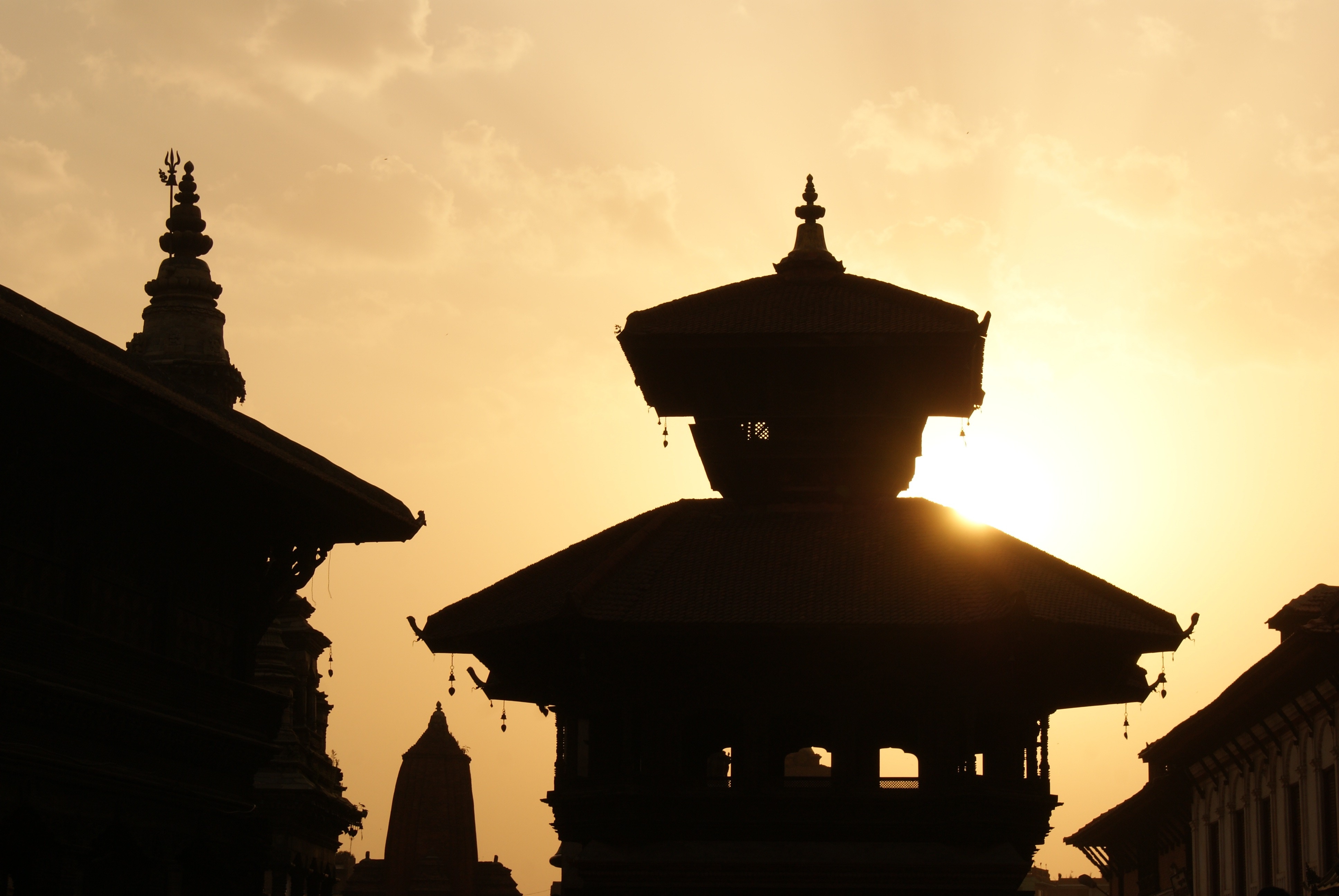 silhouette of temples