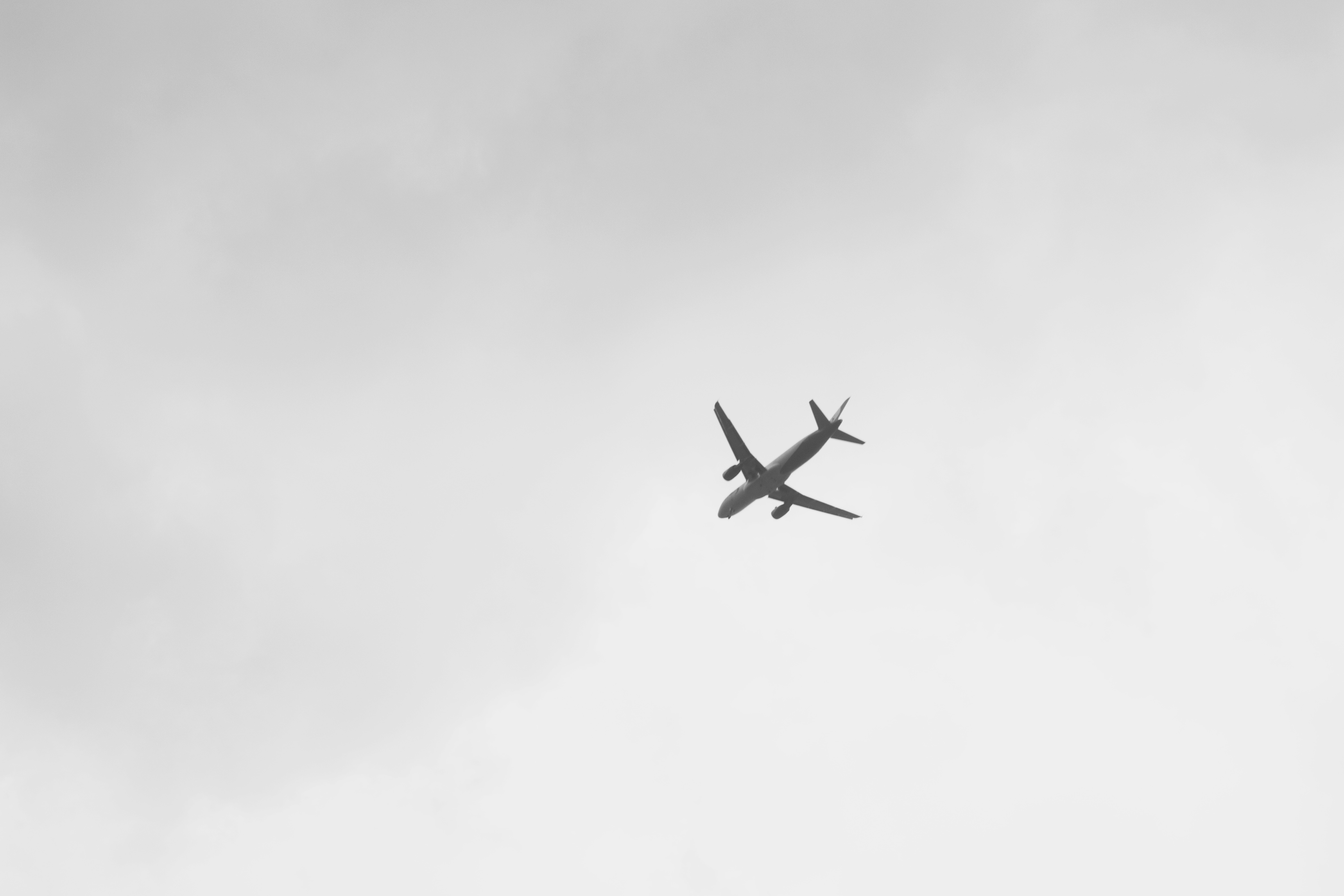 gray scale photo of air plane