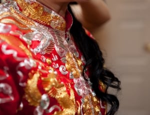 red silver and yellow traditional dress thumbnail
