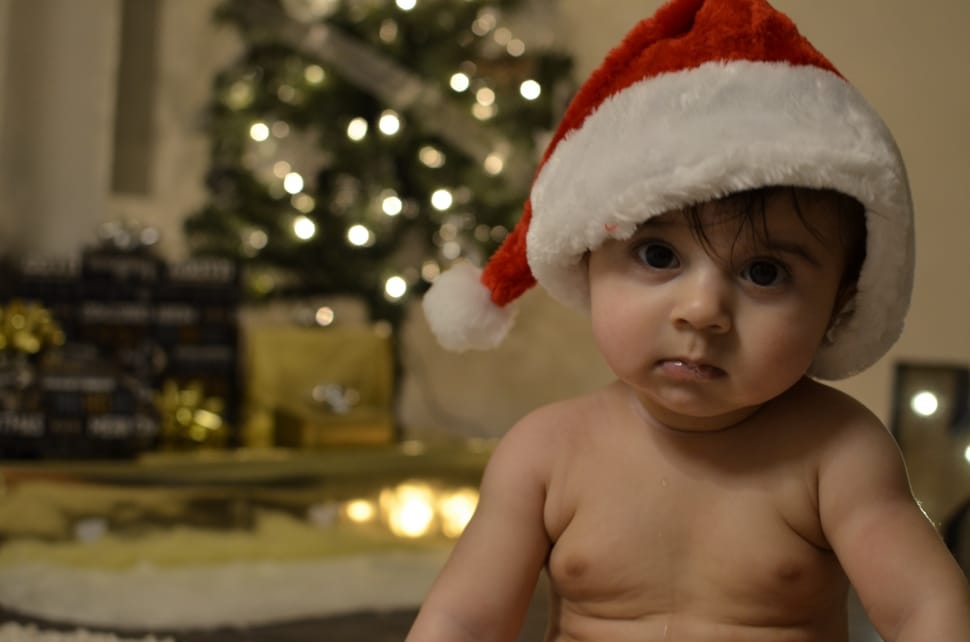 baby's red white santa hat preview