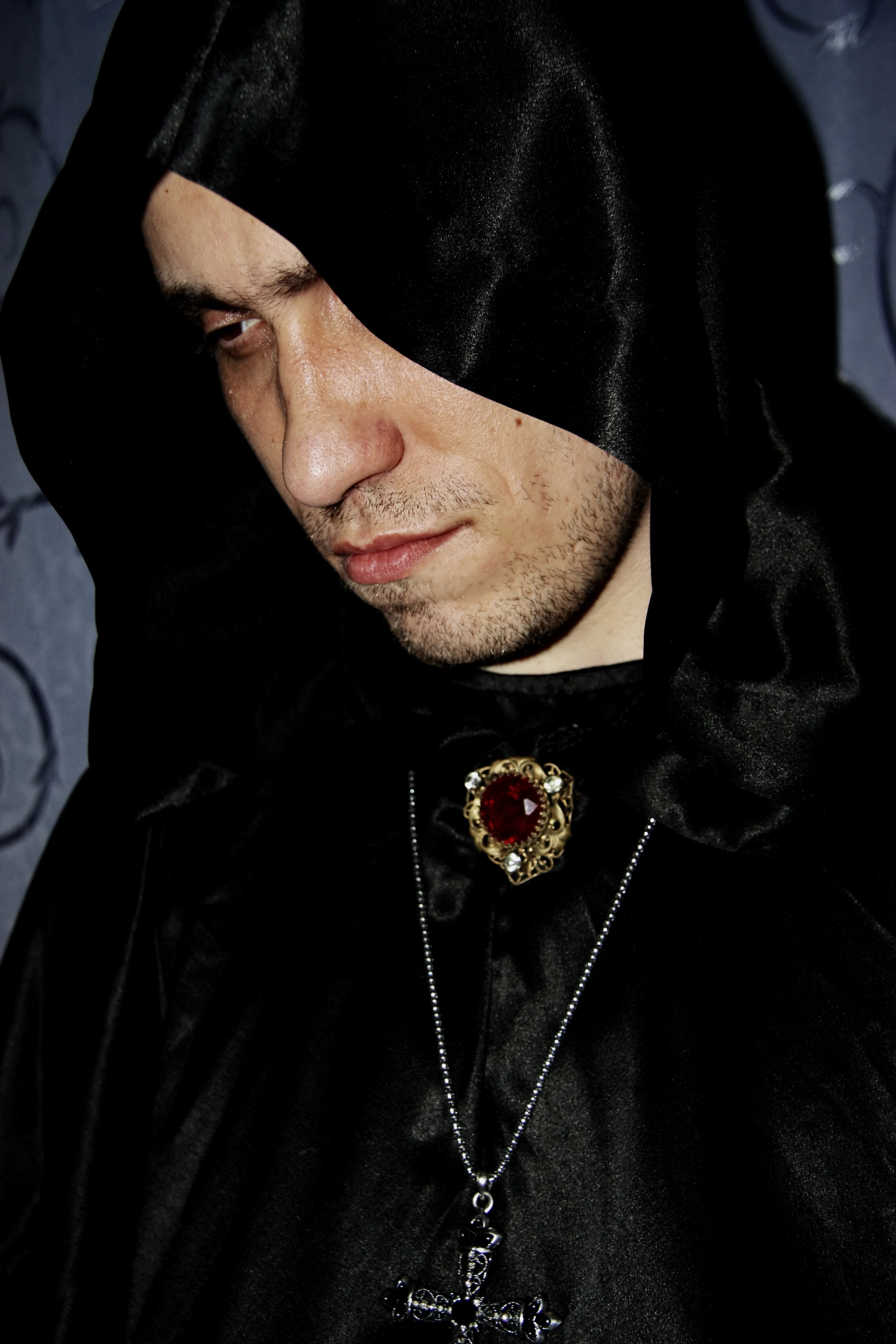 Man wearing black hooded jacket