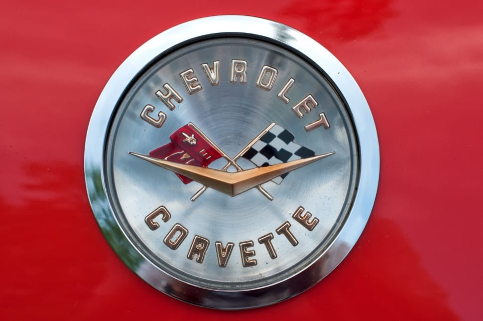 Chevrolet Corvette, Logo, Corvette, red, colored background preview