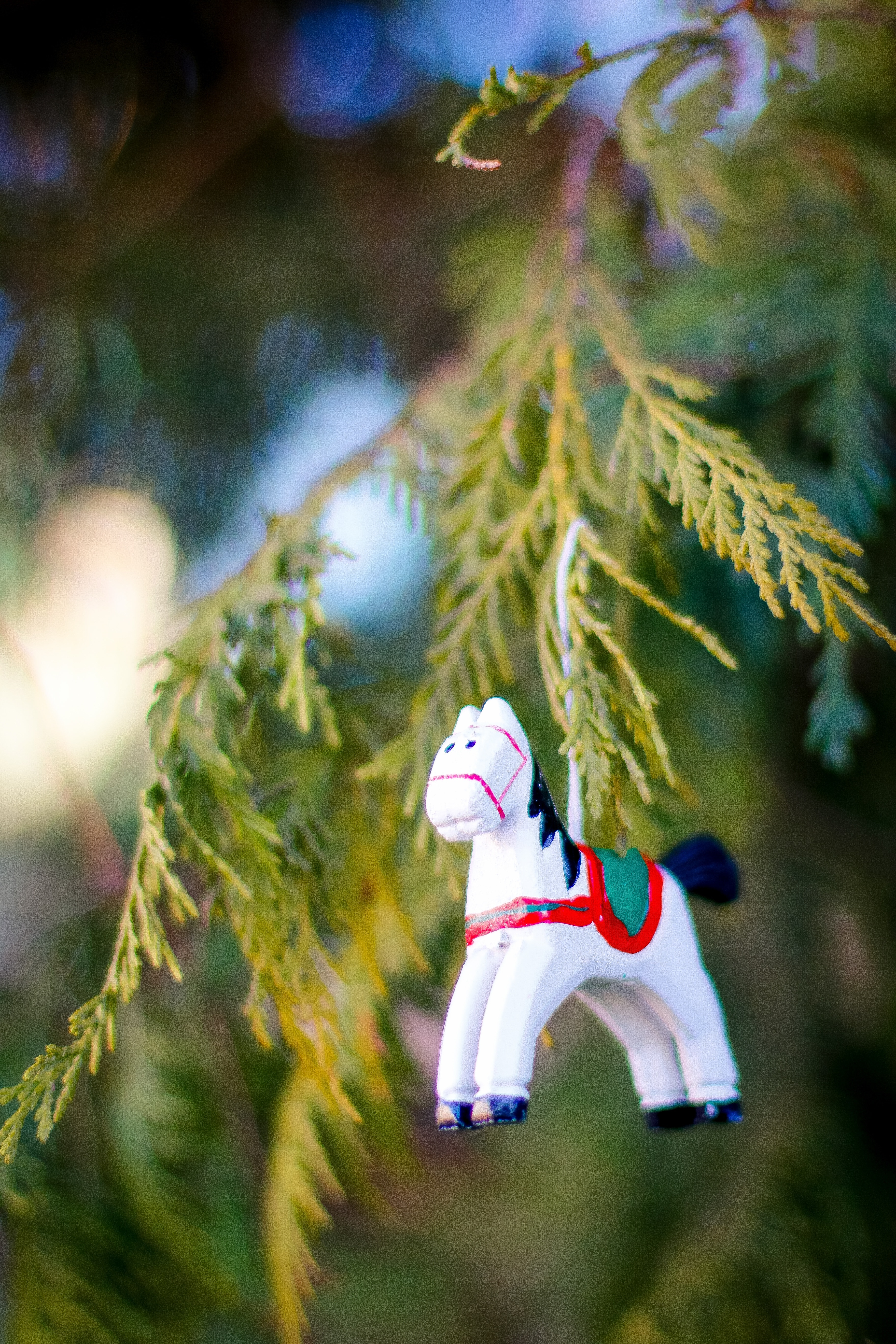 white and black horse bauble