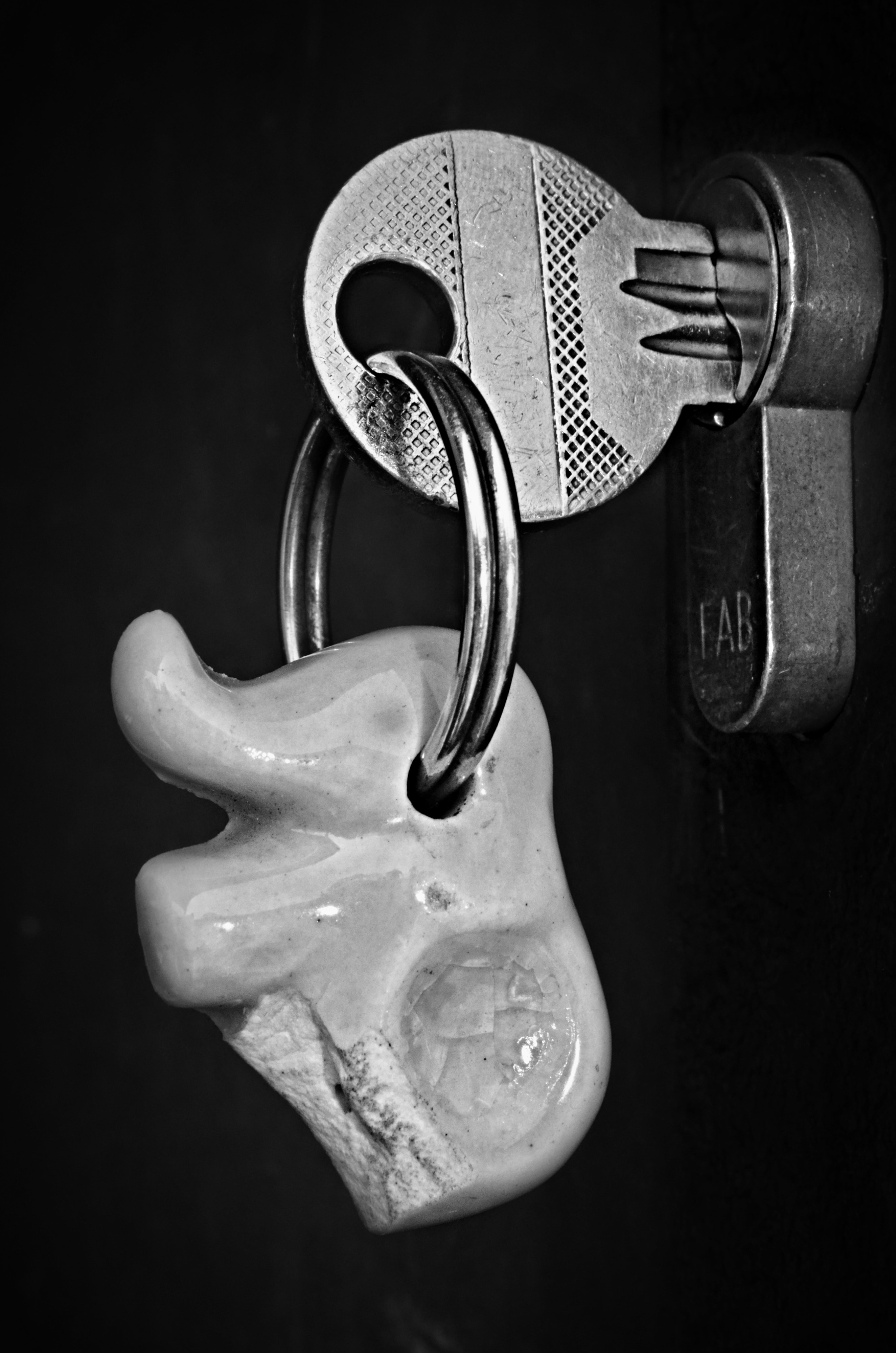 white ceramic elephant keychain