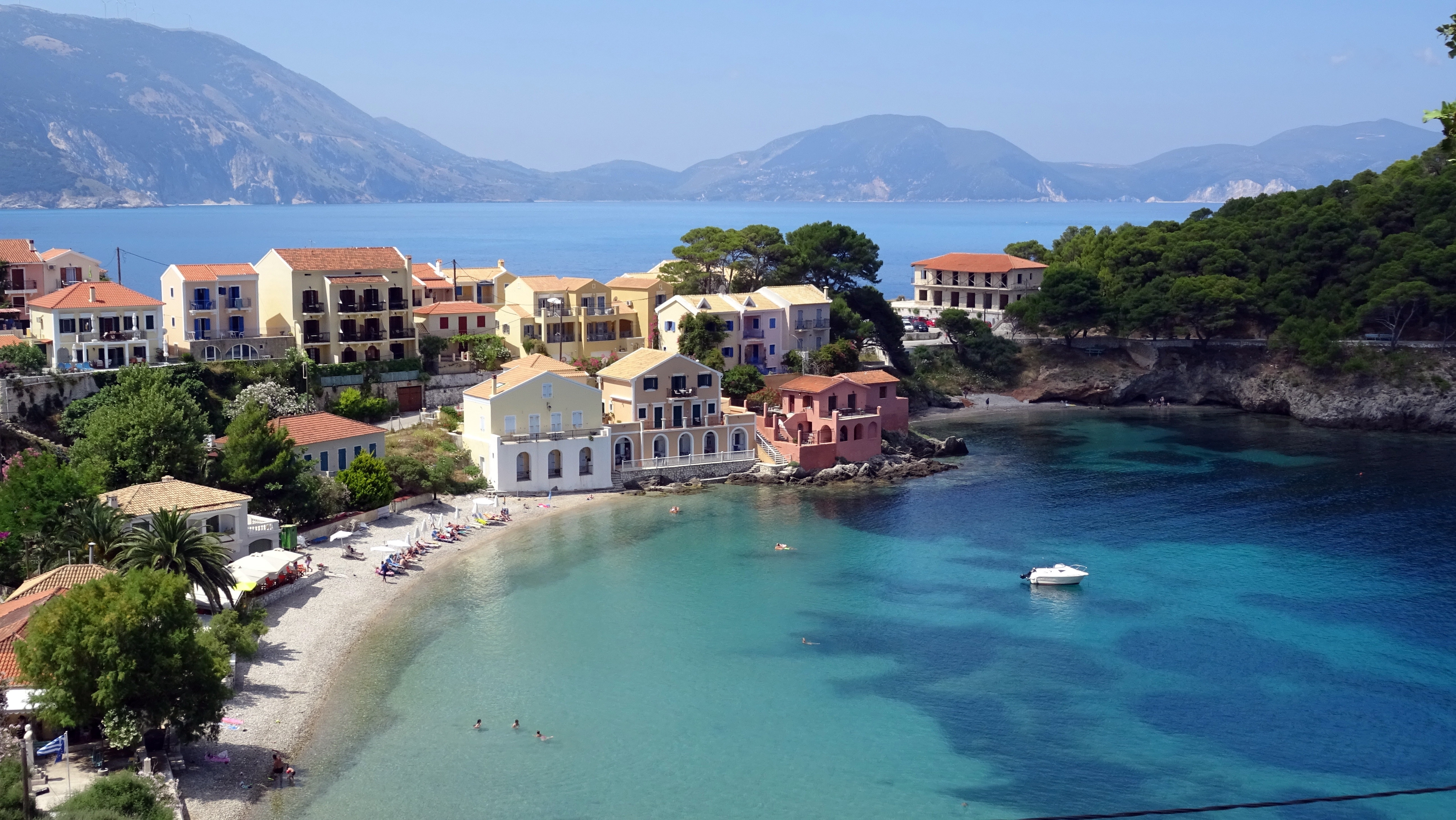Assos, Turquoise, Island, Greece, mountain, water