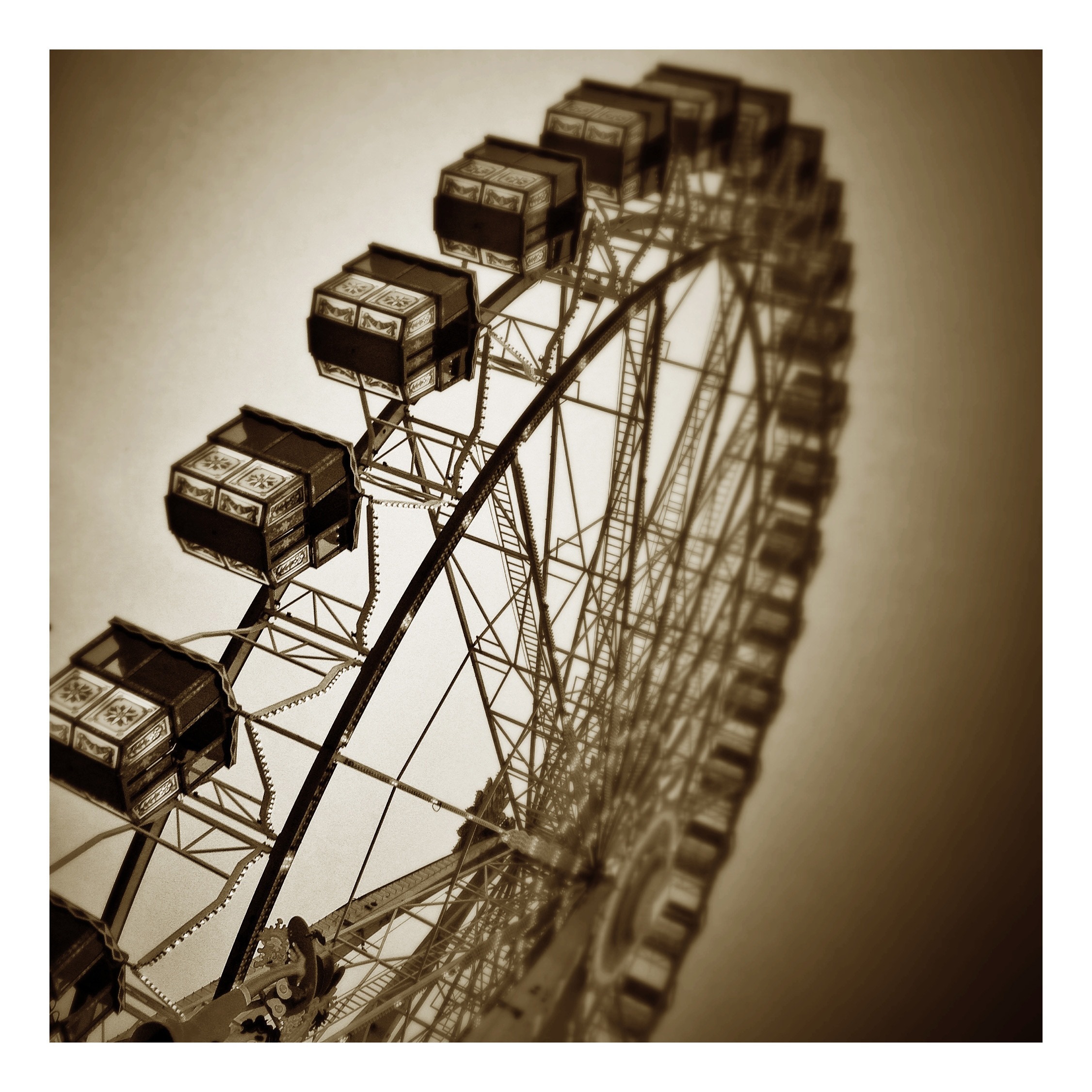 ferris wheel in sepia photography