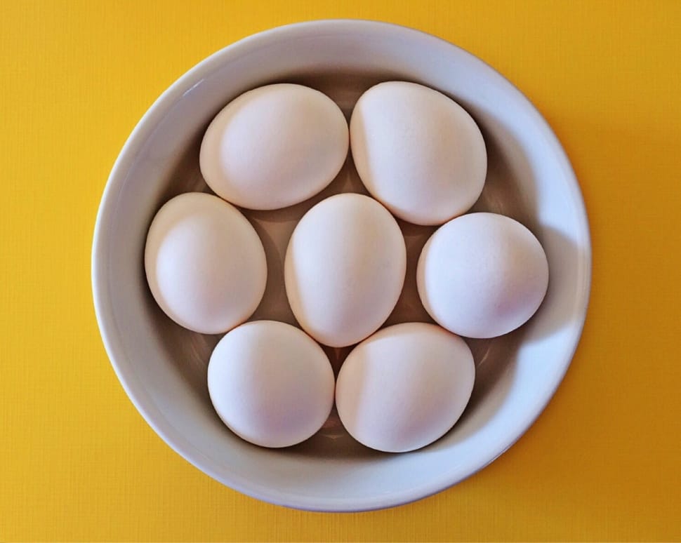 7 eggs on white ceramic bowl preview