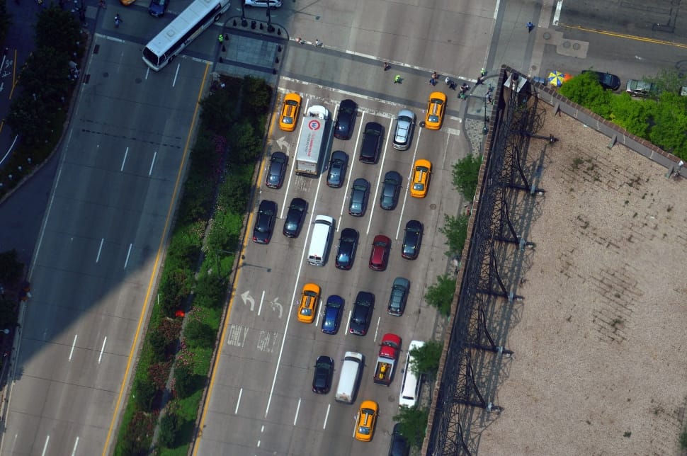 Taxi, Highway, Road, Traffic, city, aerial view preview