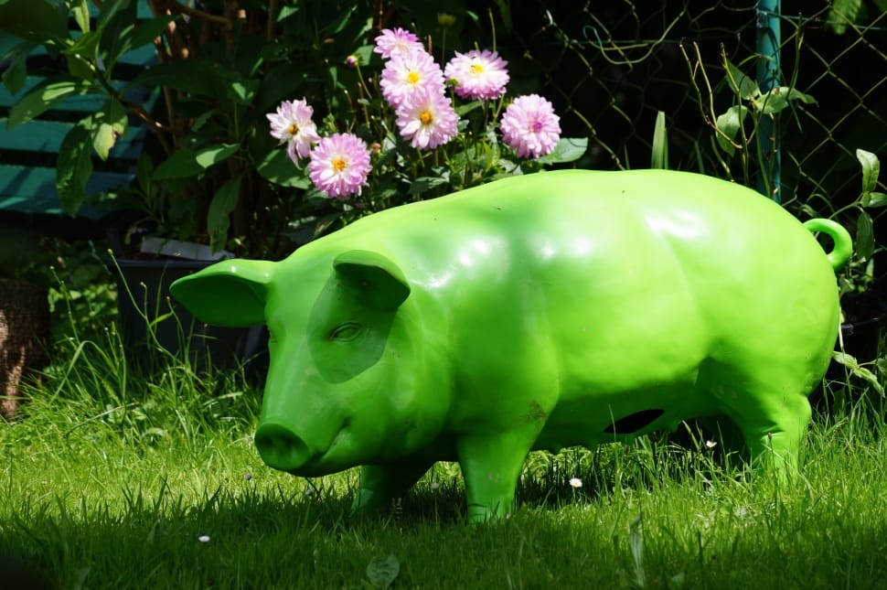 green ceramic pig statuette preview