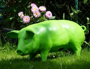 green ceramic pig statuette thumbnail