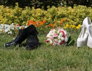 Wedding, Shoes, Marriage, Bride Groom, flower, grass thumbnail