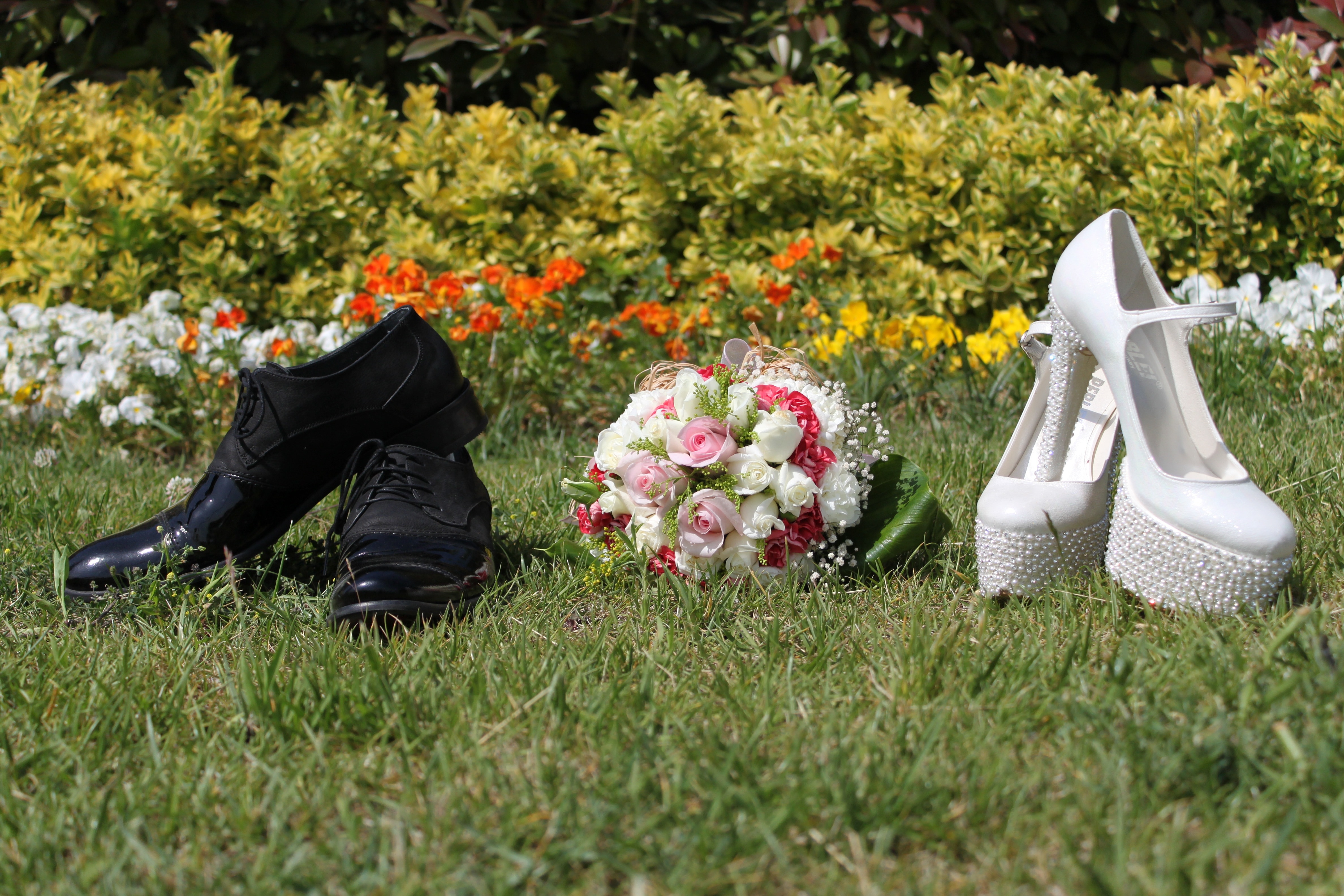 Wedding, Shoes, Marriage, Bride Groom, flower, grass