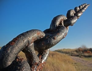 black steel chains on green landscape during daytime thumbnail
