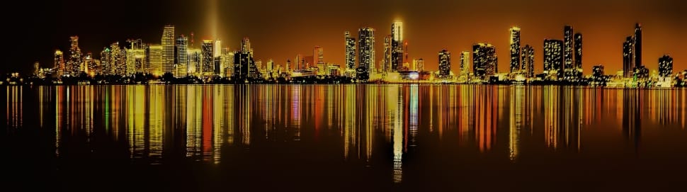 Miami, Downtown, Florida, Cityscape, reflection, night preview