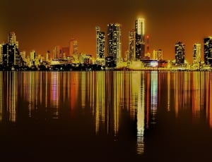 Miami, Downtown, Florida, Cityscape, reflection, night thumbnail