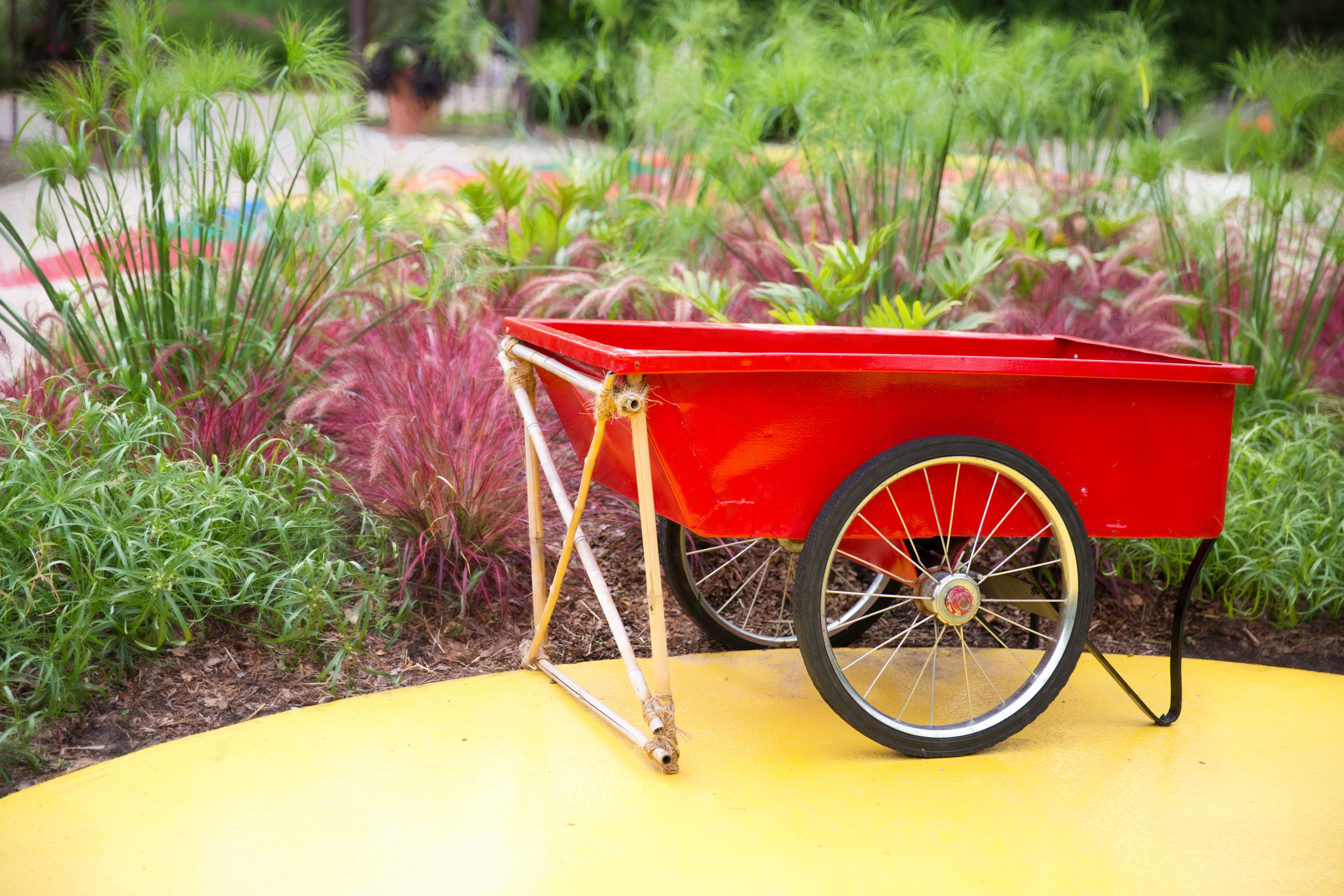 red and brass wagon