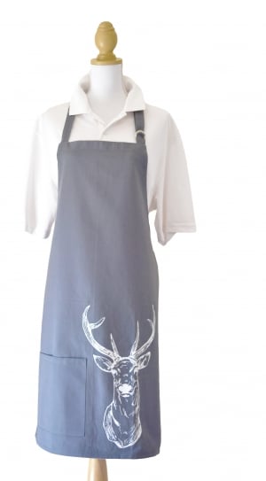 white polo shirt and grey stag apron outfit thumbnail