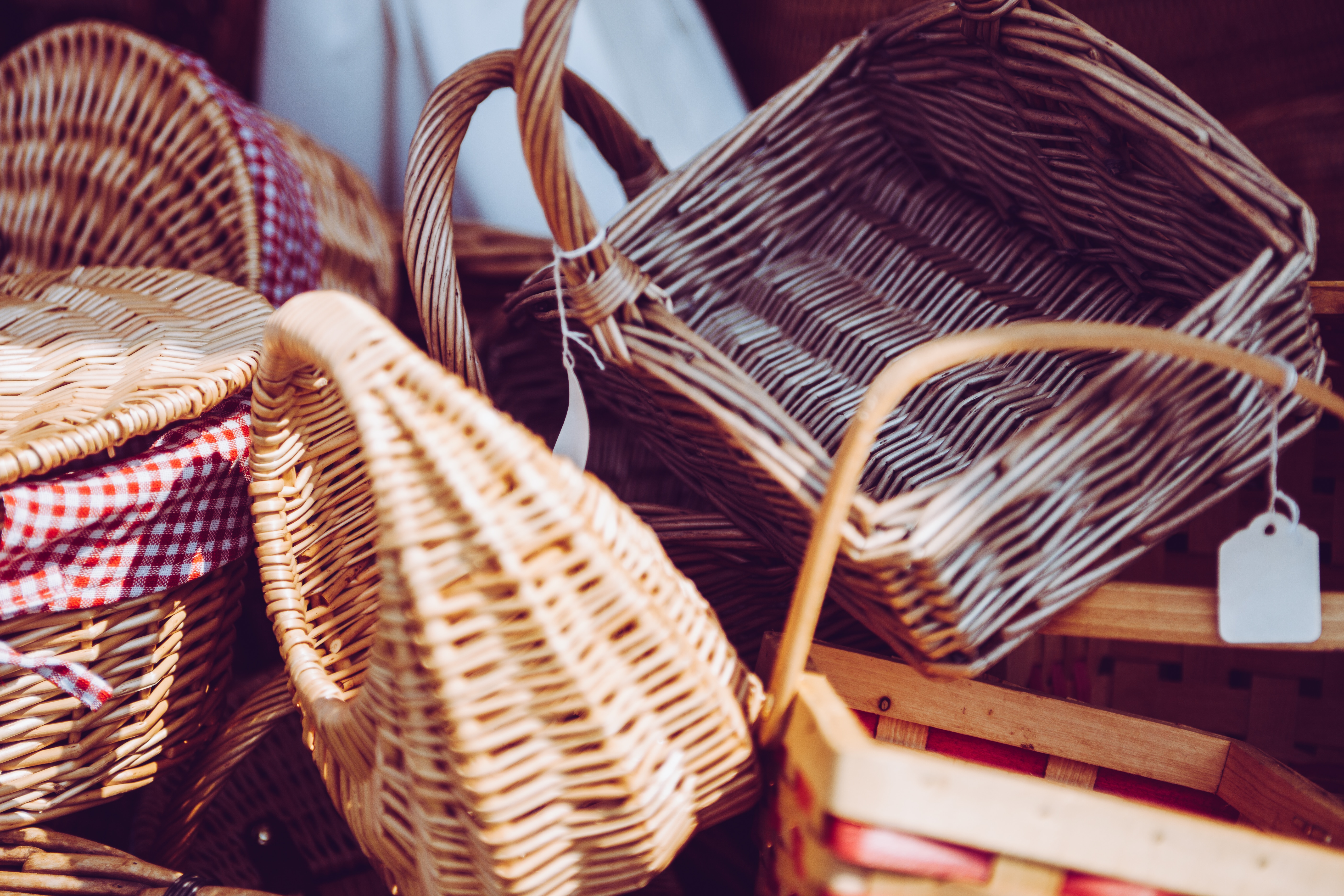 brown woven baskets