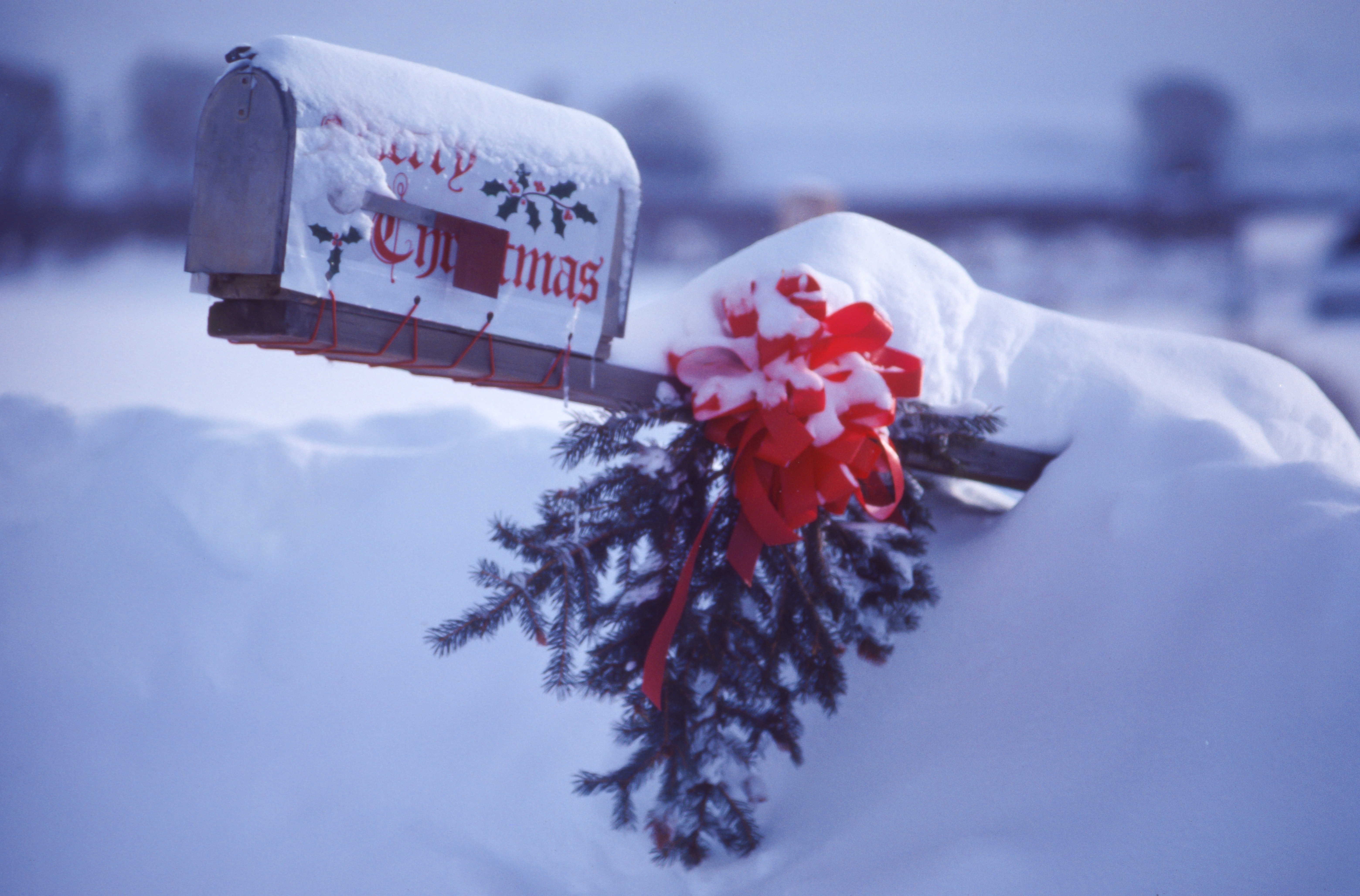white mailbox during winter