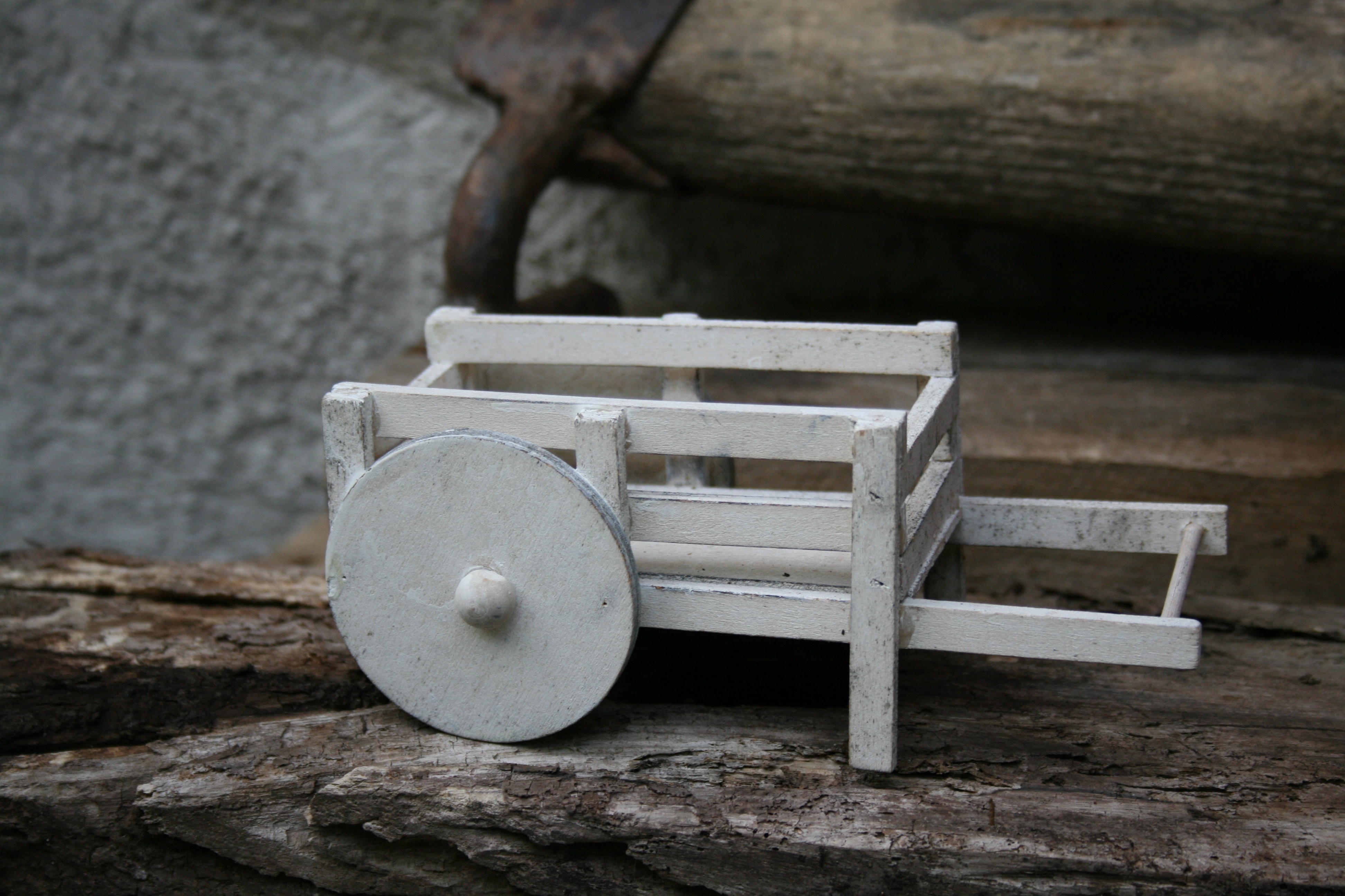 white wooden trolley