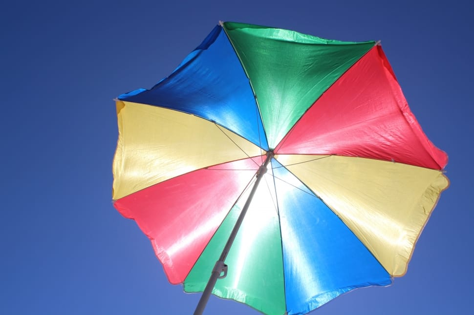 red yellow blue and green outdoor umbrella preview