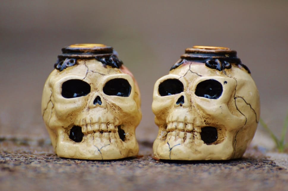 2 human skull figurine preview