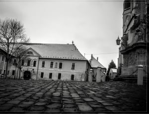 grayscale photography of house during daytime thumbnail