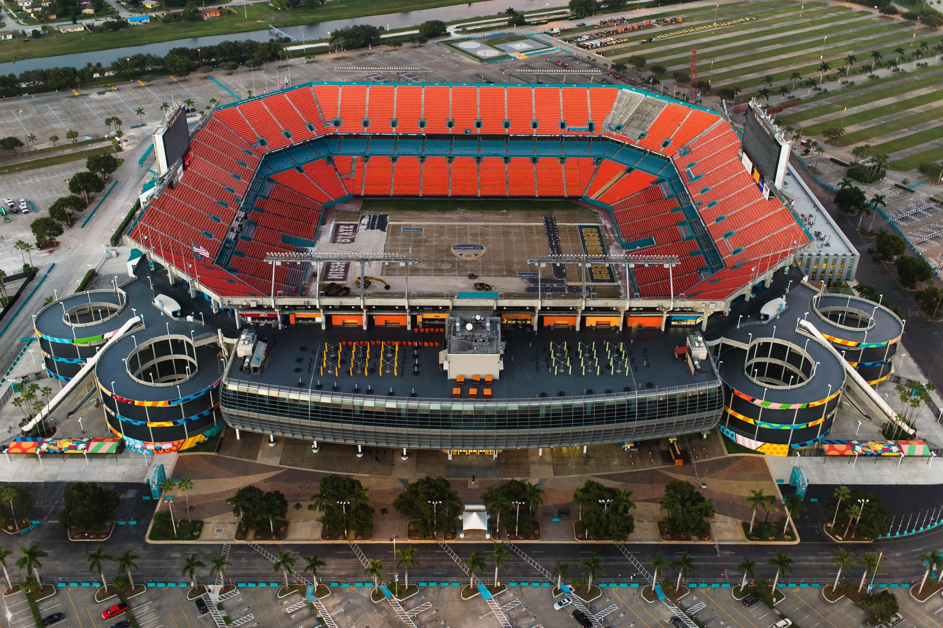 aerial photo of football stadium