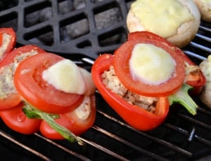 sliced red bell pepper with stuffed meat dish thumbnail