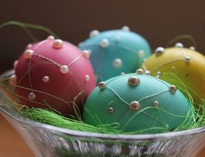 4 blue and red yellow decorative egg thumbnail