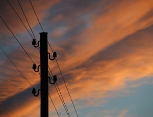 silhouette photo of electric post under noon thumbnail