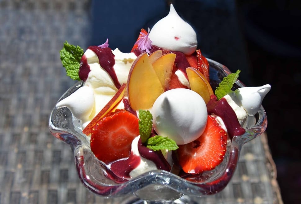 clear glass with slice fruit and white toppings preview