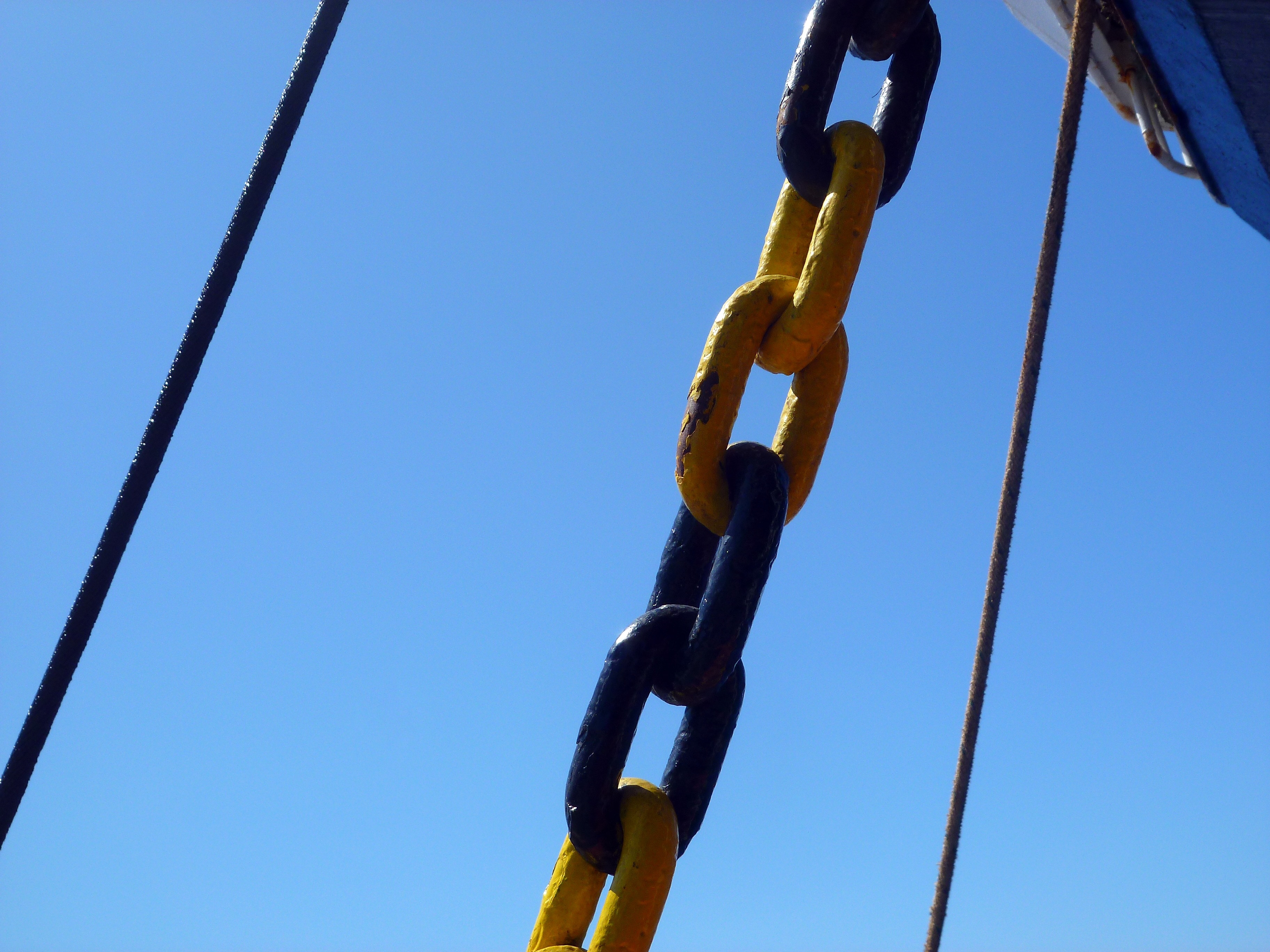 Transport, Chain, Ship, Rust, Travel, low angle view, blue