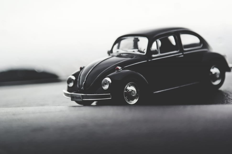 grayscale photo of volkswagen beetle preview