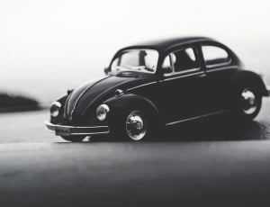 grayscale photo of volkswagen beetle thumbnail