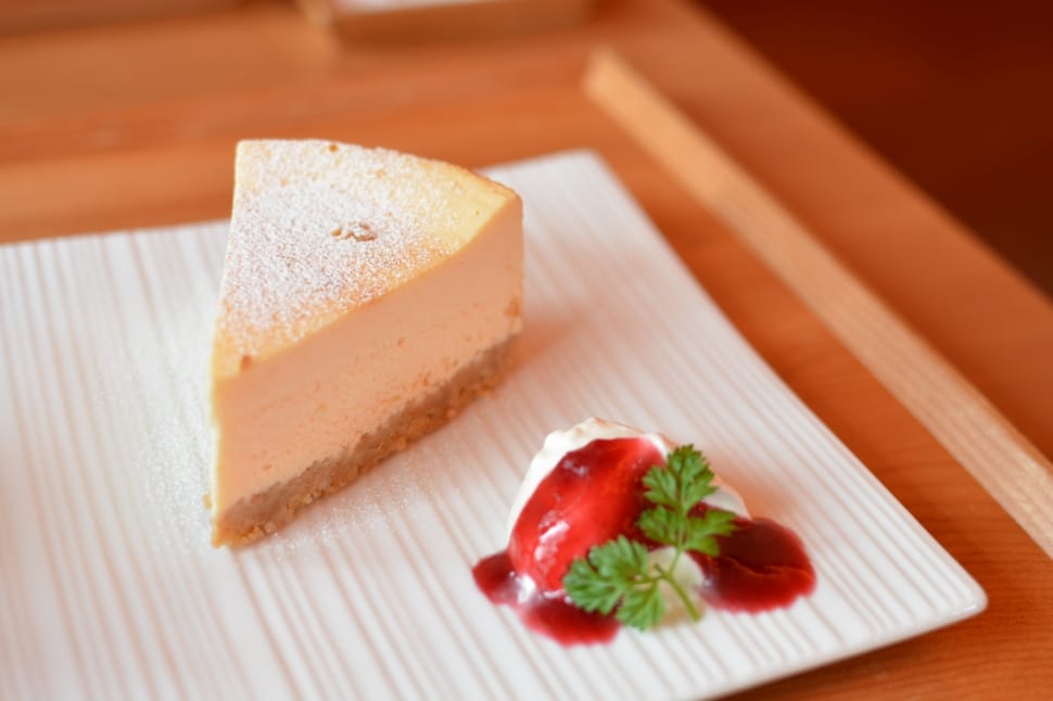 cheesecake on white ceramic plate preview