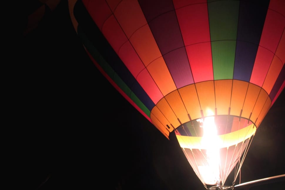 hot air ballon during night time preview