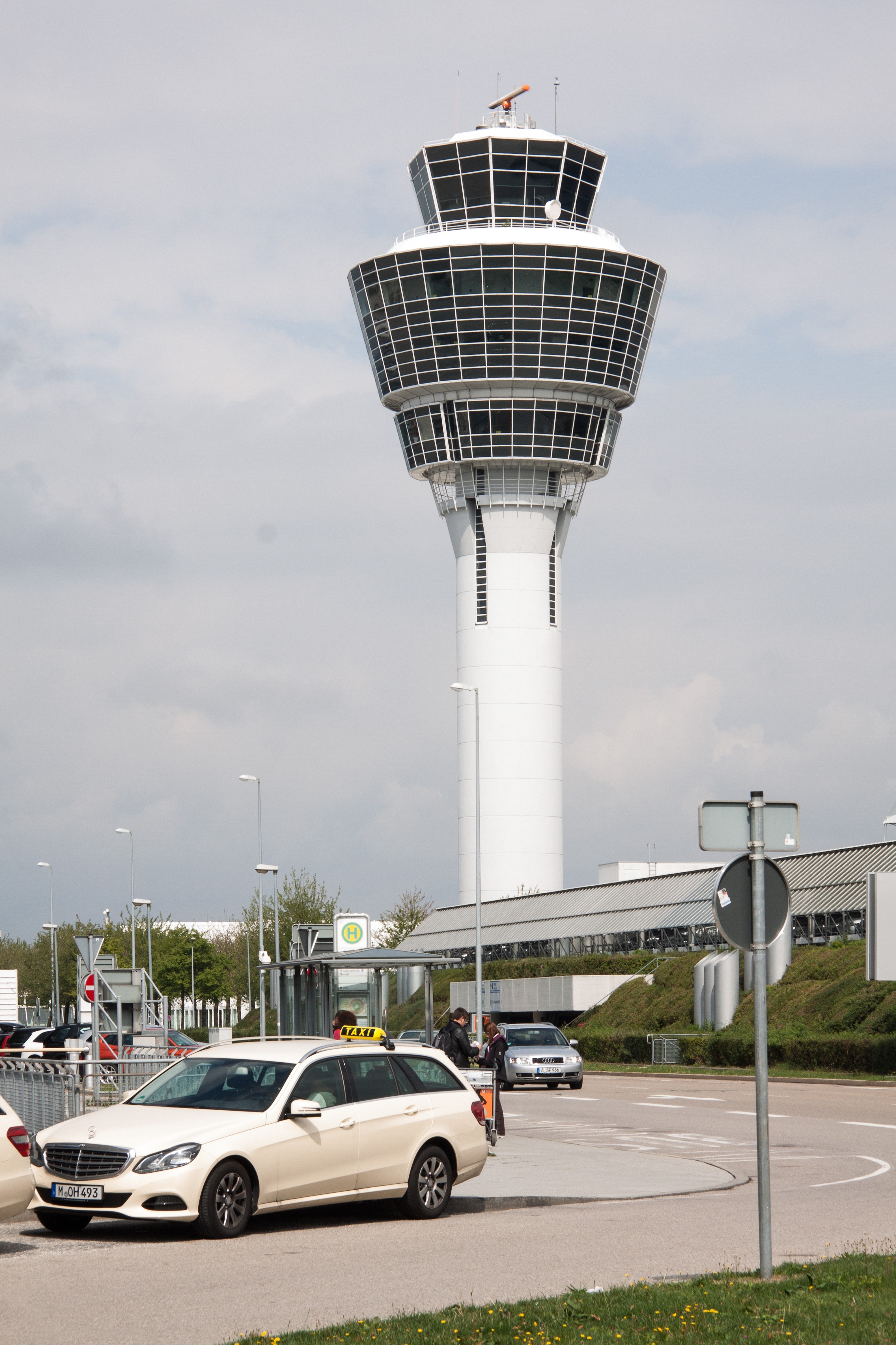 low angle photograph of airport tower base