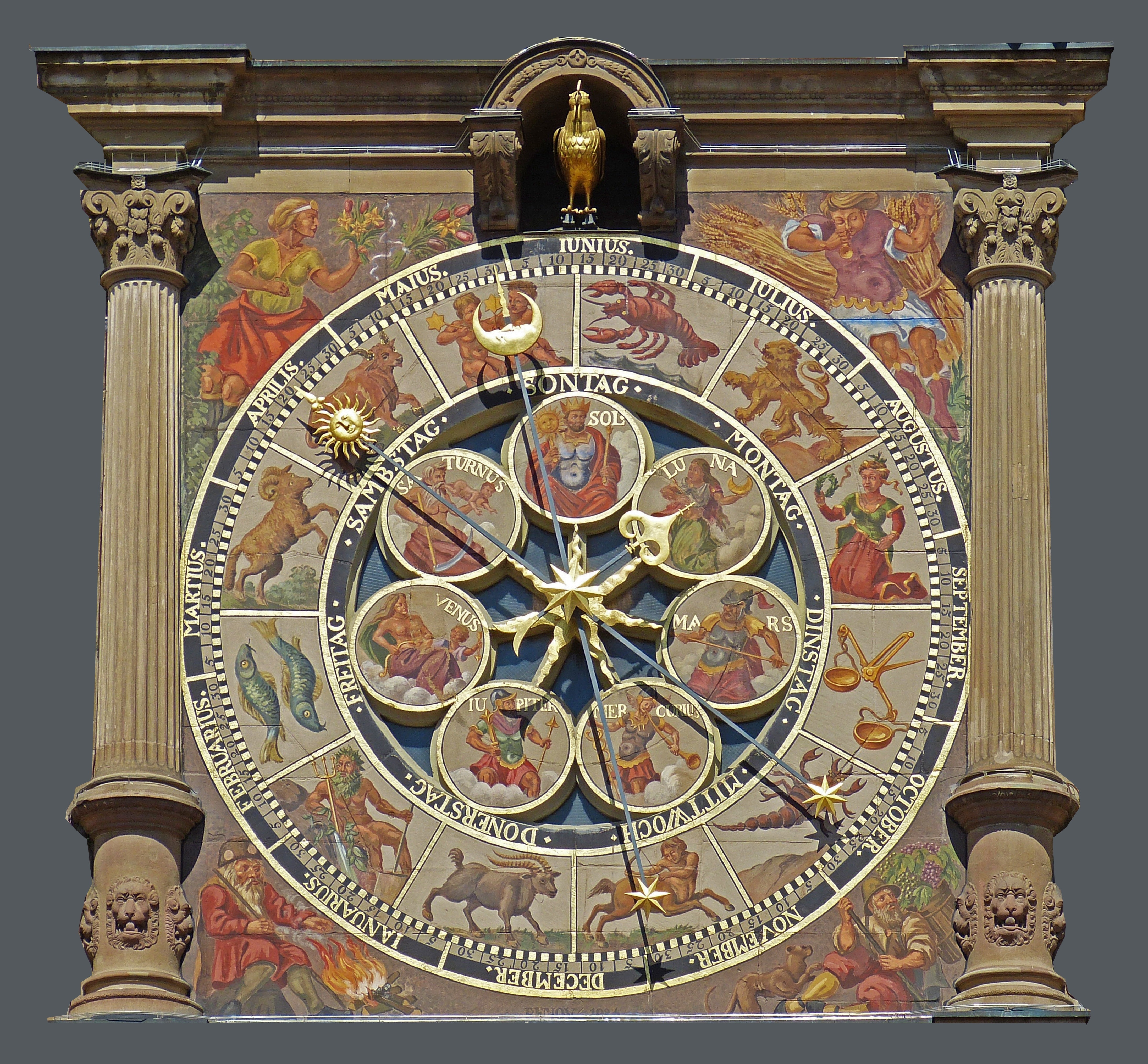Detail, Town Hall Of Heilbronn, clock, no people