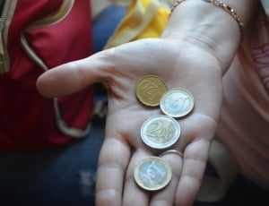 Euro, Coin, Hand, human body part, human hand thumbnail