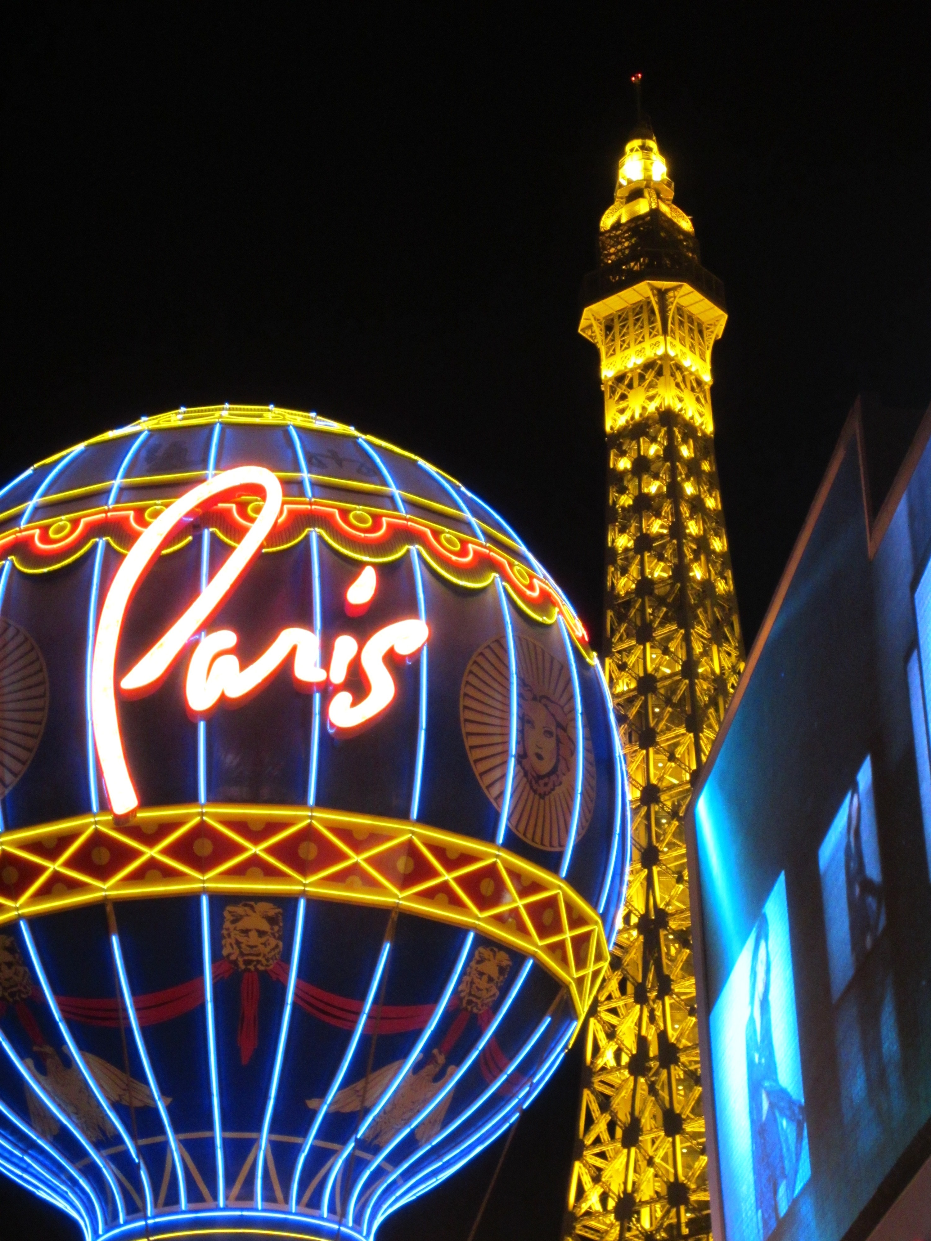 Paris Hotel, Las Vegas, Casino, Strip, night, illuminated