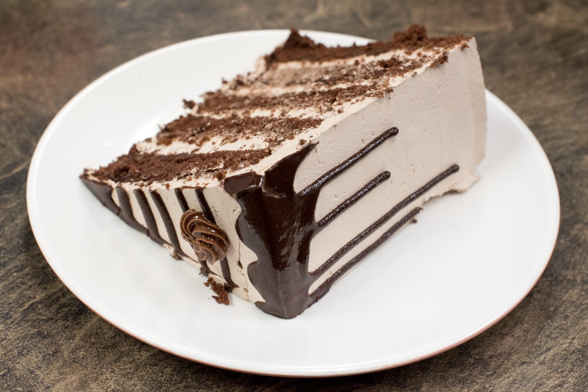 white brown and black chocolate sliced cake