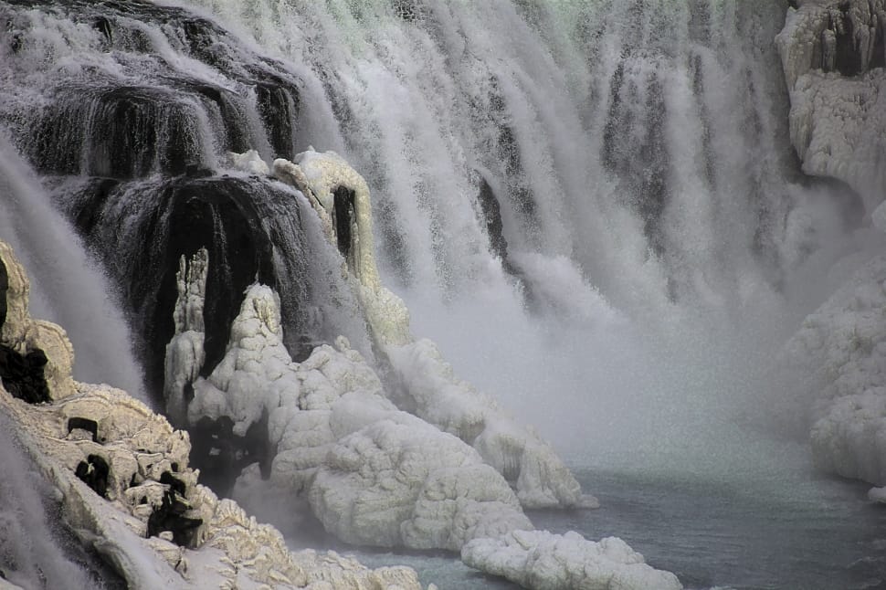 photo of water falls with snow preview