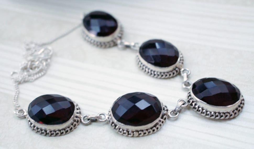 silver and black amethyst studded necklace preview