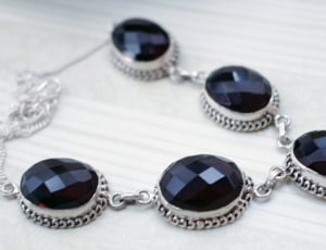 silver and black amethyst studded necklace thumbnail